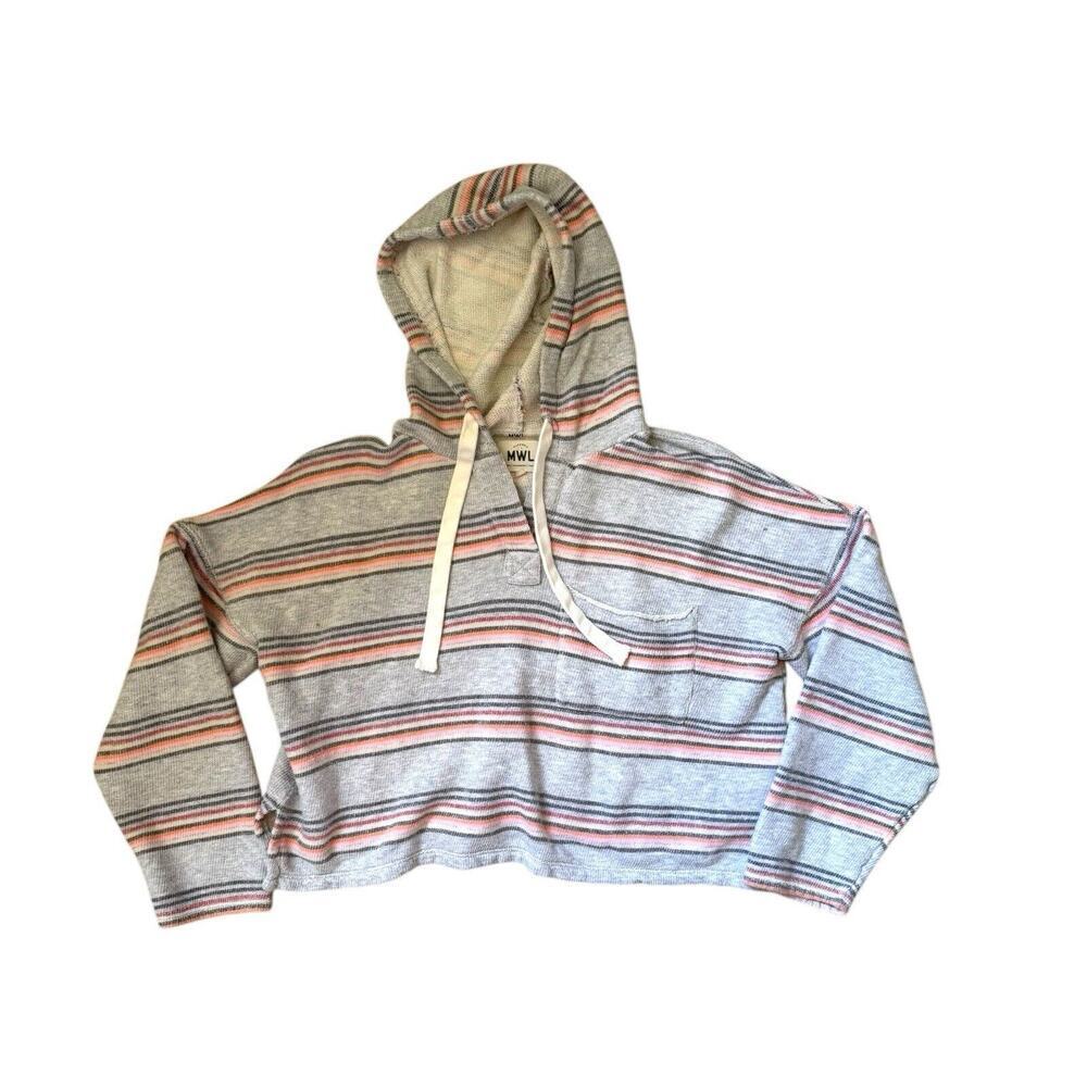 Madewell Popover‎ Hoodie Sweatshirt Sorrento Stripe Small EUC Oversized Cropped